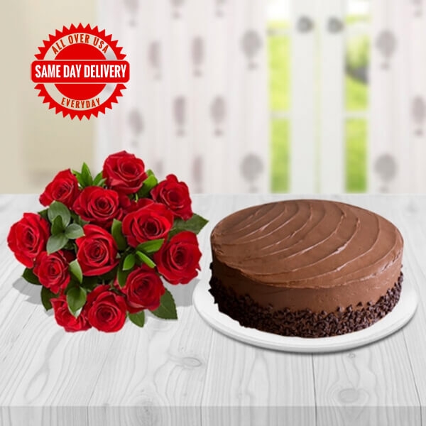 Cake & Red Roses