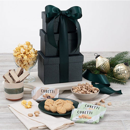 Classic Elegance Cookies and Popcorn Gift Tower