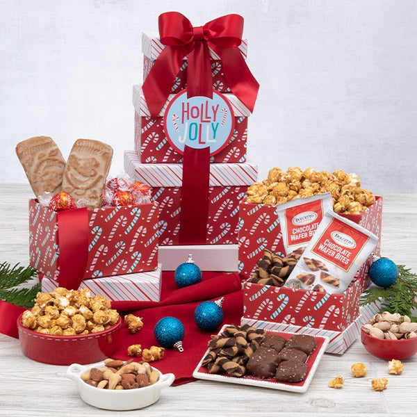 Sweet Treats Holiday Chocolate and Cookies Tower