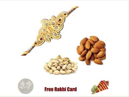 24 Ct. Gold Plated Rakhi with  Almonds and Pistachios 