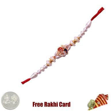  Fancy Jewelled Om Rakhi with Free Silver Coin