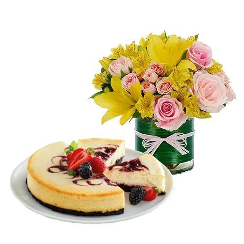 Garden Bouquet with Berry Chocolate Cheesecake