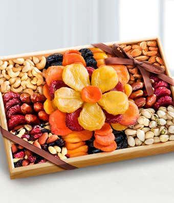 Large Flowering Dried Fruit & Nut Tray