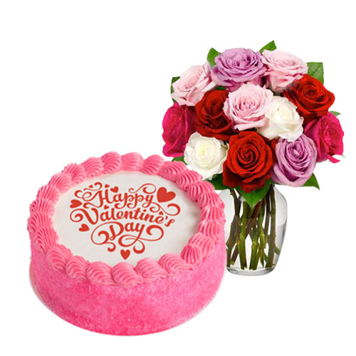 Pink Cake & Mix Roses