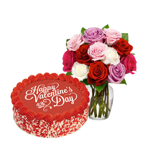 Red Cake & Mix Roses