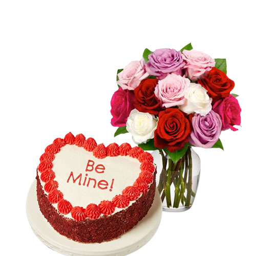 Red Velvet Cake & Mix Roses